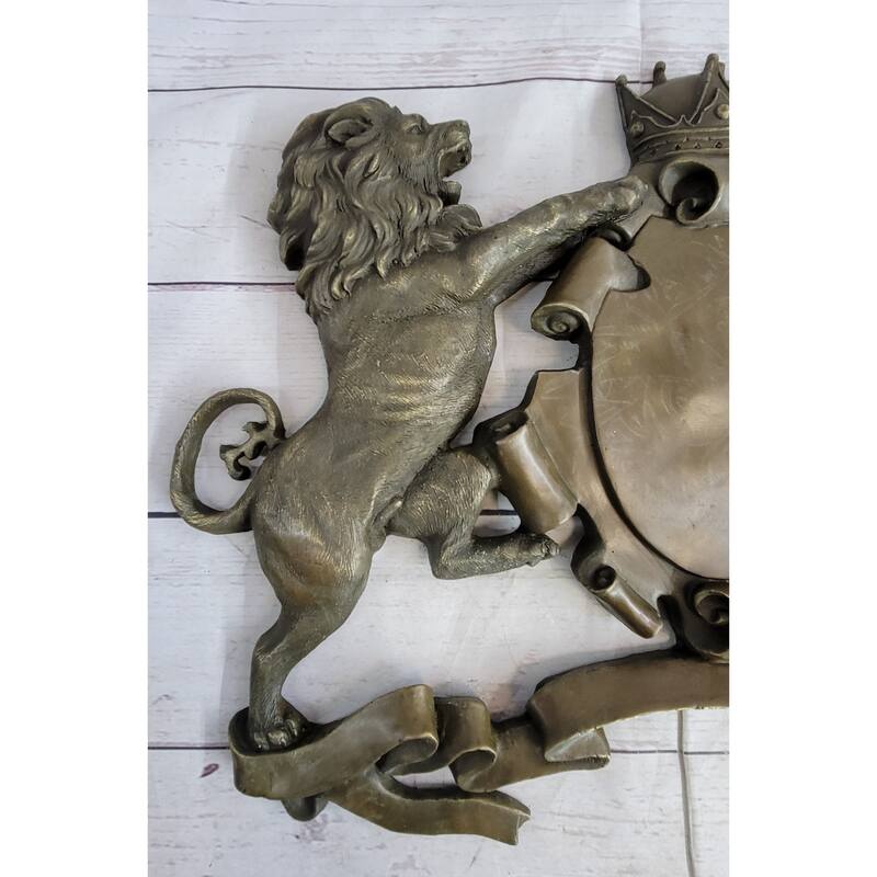 Royal Family Crest Coat Of Arms Lion Unicorn Crown Shield Bronze Wall Plaque Art 13 Inches X 18 Inches