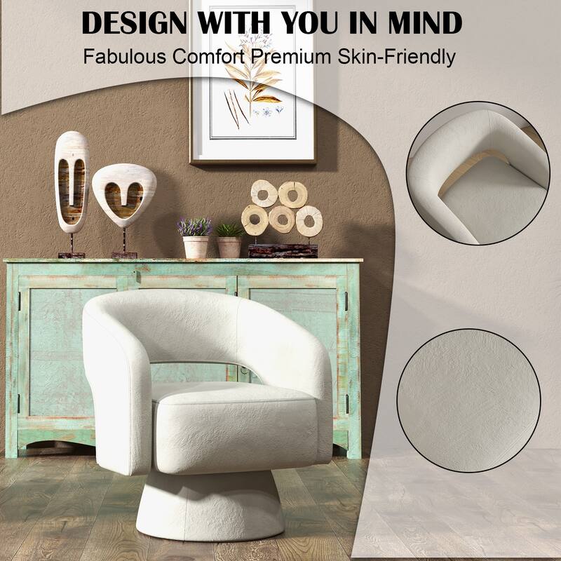 360 Degree Swivel Barrel Upholstered Modern Armchair