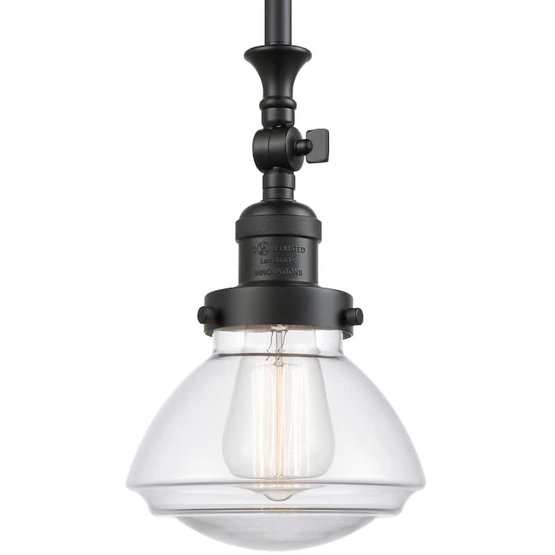 Innovations Lighting Olean 7" Wide Mini Rod Hung Adjustable Pendant - Matte Black / Clear