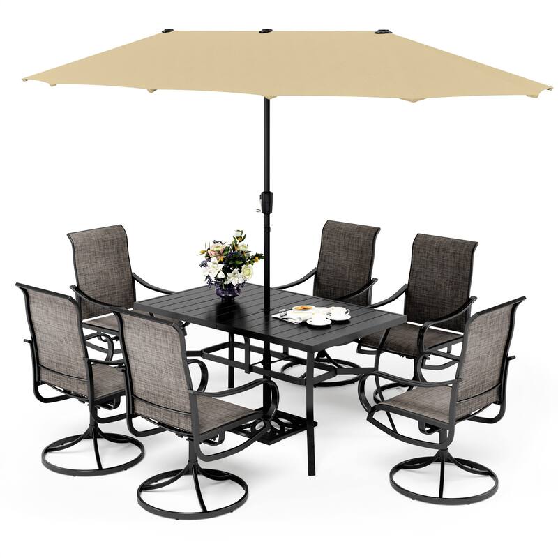MAISON ARTS 7-piece Patio Dining Set with Textilene Swivel Chairs