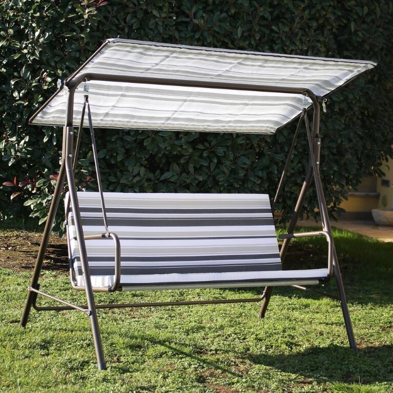 Sunjoy 2 Seat Outdoor Porch Swing with Adjustable Canopy Cushion for Patio Garden Backyard Made in Italy - Tri-color