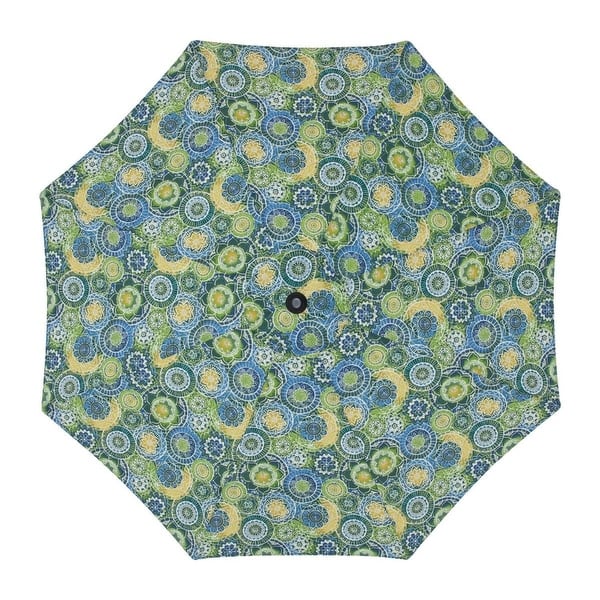 Shop Black Friday Deals On 9 Green And Blue Floral Indoor Outdoor Patio Market Umbrella With Hand Crank Overstock 20759342