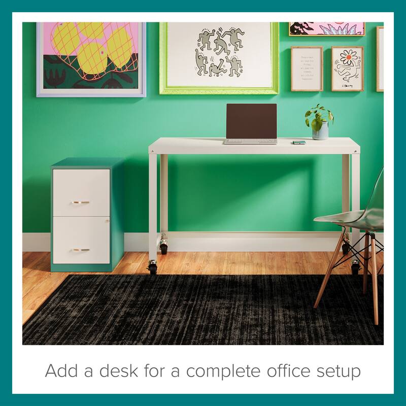 Space Solutions 18in. 2 Drawer Metal File Cabinet, Teal