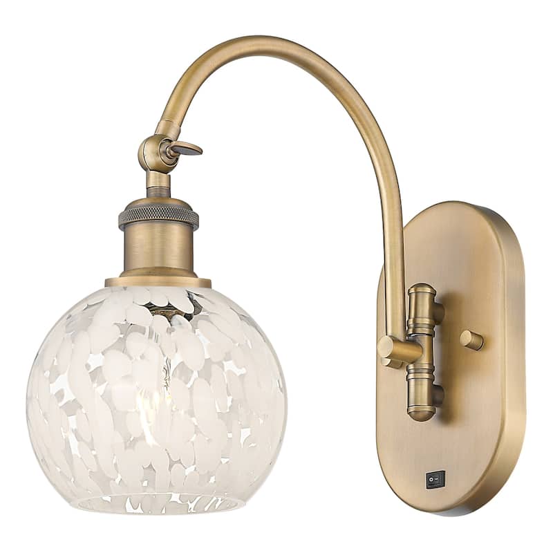 Innovations Lighting 518-1W-12-6-White Mouchette-Indoor Wall Sconce - Brushed Brass / White Mouchette