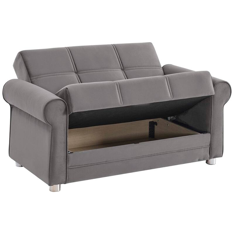Collection Upholstered Convertible Loveseat With Storage - Grey