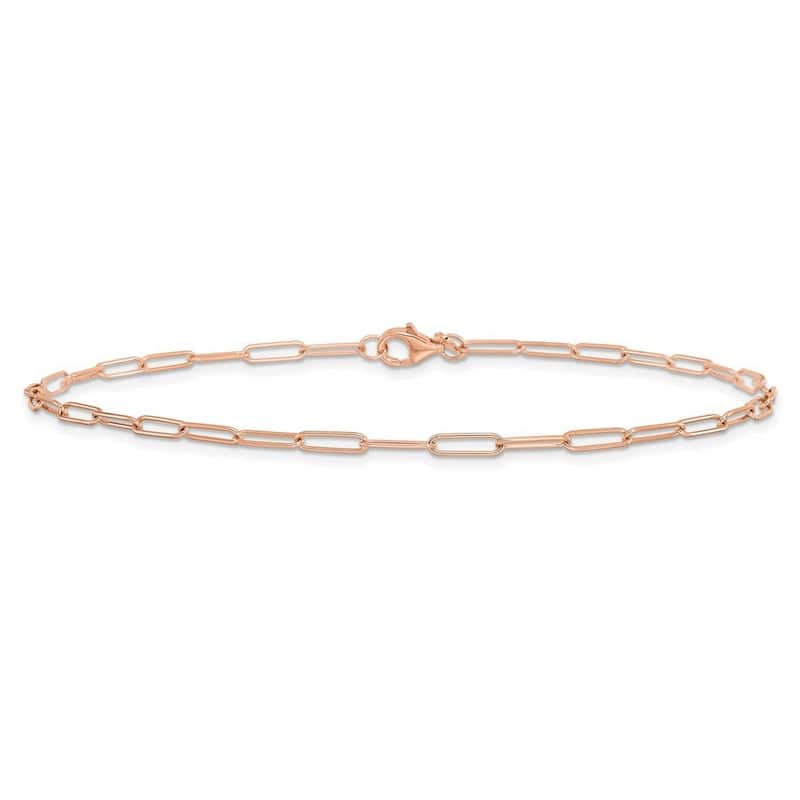 Curata 14k Rose Gold Polished 2.6mm Paperclip Link Bracelet Options: 7" 8"