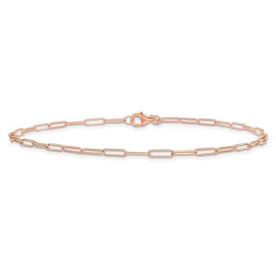 Curata 14k Rose Gold Polished 2.6mm Paperclip Link Bracelet Options: 7" 8"