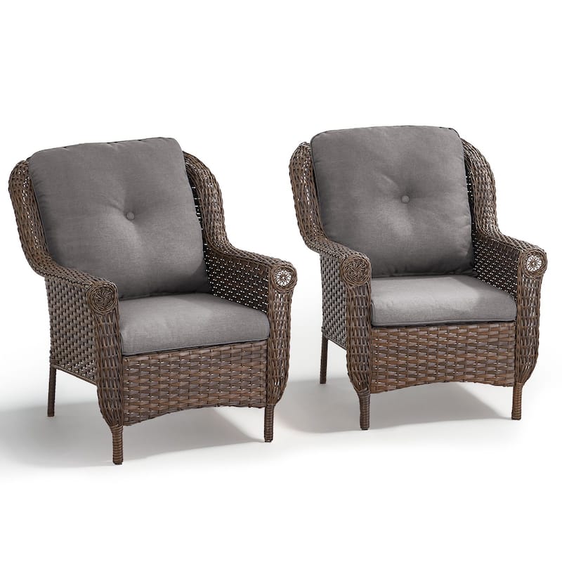 2 Piece Outdoor Arm Chair with Cushion Brown - Grey