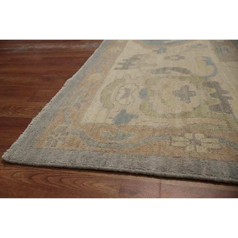 Hand Knotted Oriental 100% Wool Carpet Transitional All-Over Greys & Charcoal Oushak Area Rug - 13' 6'' X 9' 9''