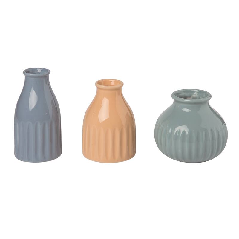 Transpac Ceramic Small Rounded Vase Set of 3 Spring Home Decorations