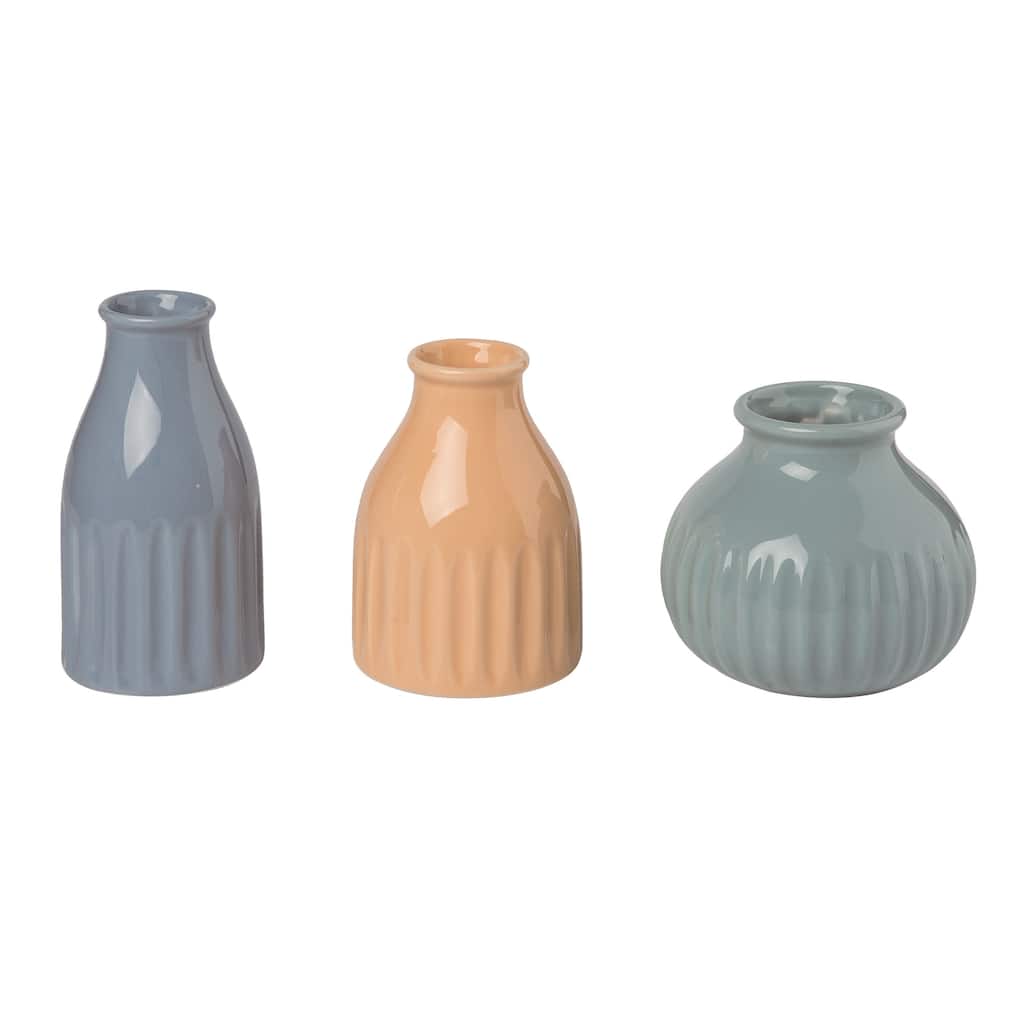 Transpac Ceramic Small Rounded Vase Set of 3 Spring Home Decorations