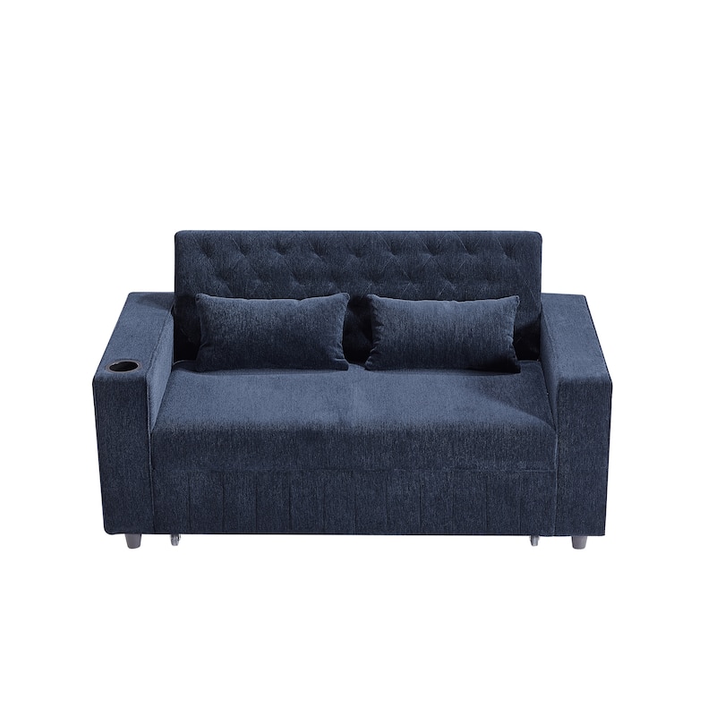 Roomfitters 61.4" Pull-Out Convertible Loveseat Sofa Bed with Adjustable Backrest for Living Room