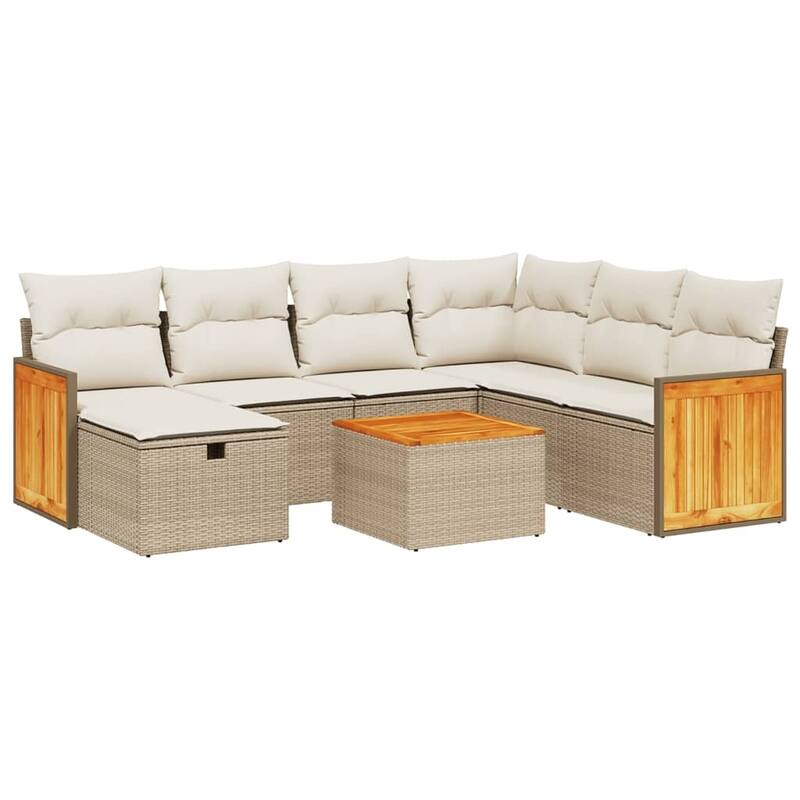 vidaXL Patio Sofa Set with Cushions Outdoor Conversation Furniture Poly Rattan