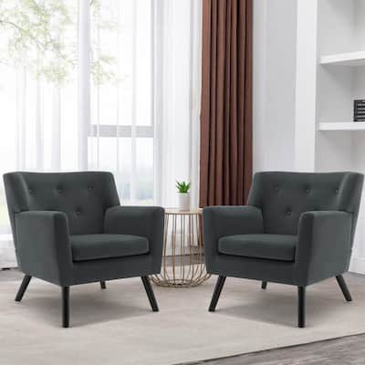 Velvet Upholstered Armchair Tufted Accent Chair, Set of 2 - 30.71"H x 28.35" W x 27.56"D