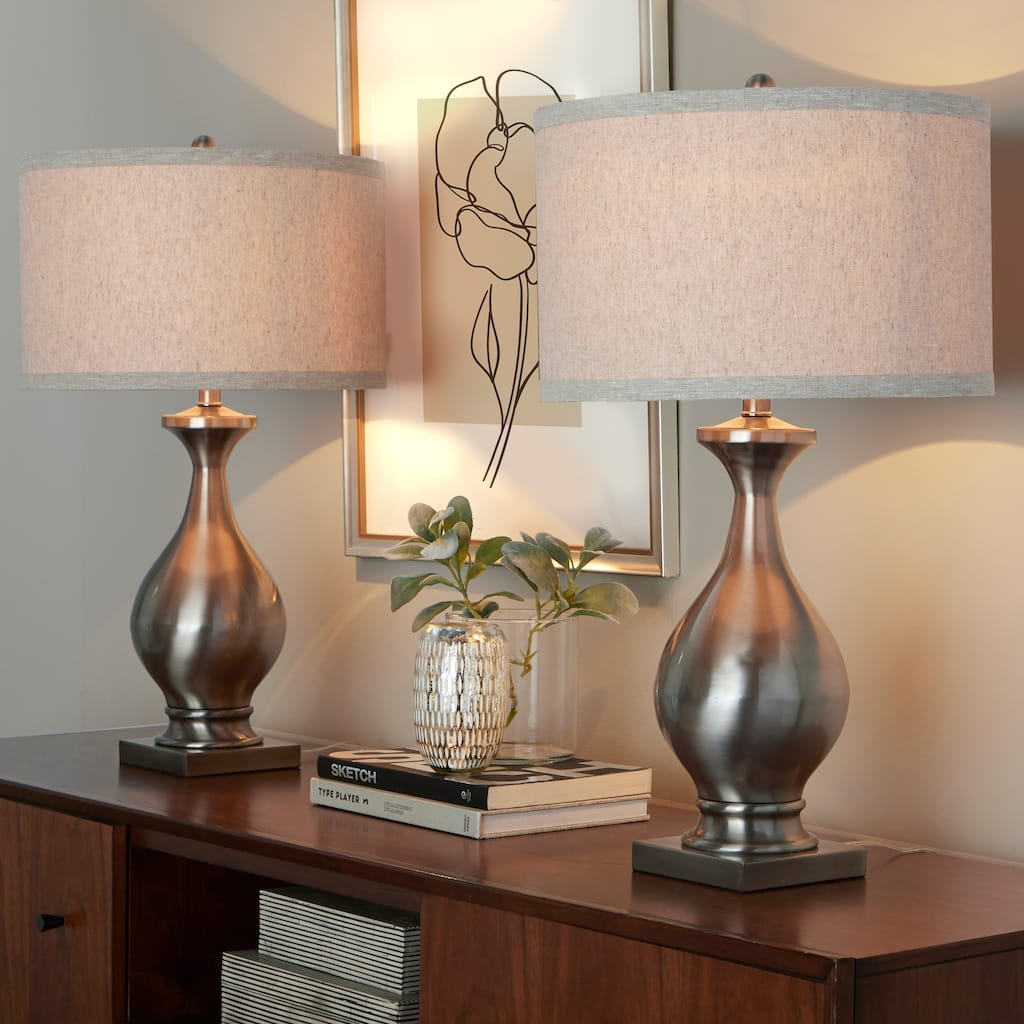 Silver Orchid Violet 28" Metal Table Lamp (Set of 2)