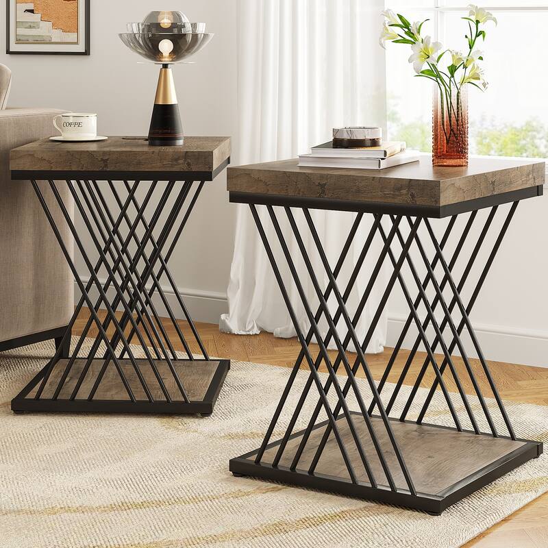 Square End Side Table for Living Room （Set of 2）