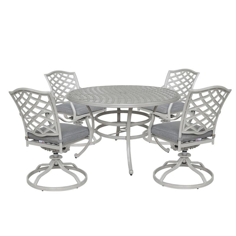Torino Aluminum 5 Piece Round Dining Set with 4 Swivel Rockers