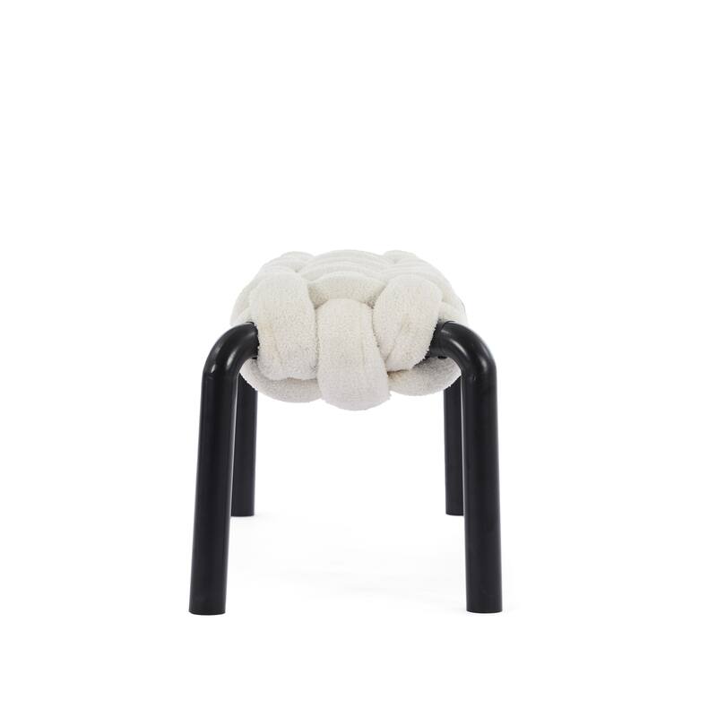 Christopher Knight Home - Teddy Braided Upholstered Bench with Black Metal Legs End-of-Bed Seating