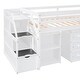 preview thumbnail 18 of 25, Wooden Loft Bed with Retractable Writing Desk, 3 Drawers, Storage Stairs and Shelves
