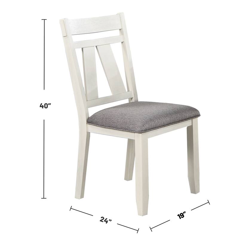 Set of 2 Dining Chairs with Upholstered Seat - Gray