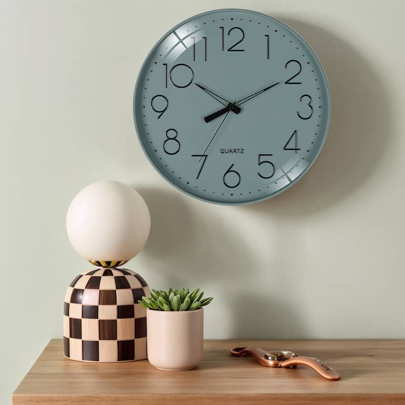 Wall Clock, Silent Non-Ticking Modern Battery Operated Clocks for Office, Home, Bathroom, Kitchen, Bedroom 12 Inch - 12 Inch - Blue