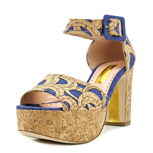 Rupert Sanderson Logie Women Open Toe Synthetic Tan Platform Sandal