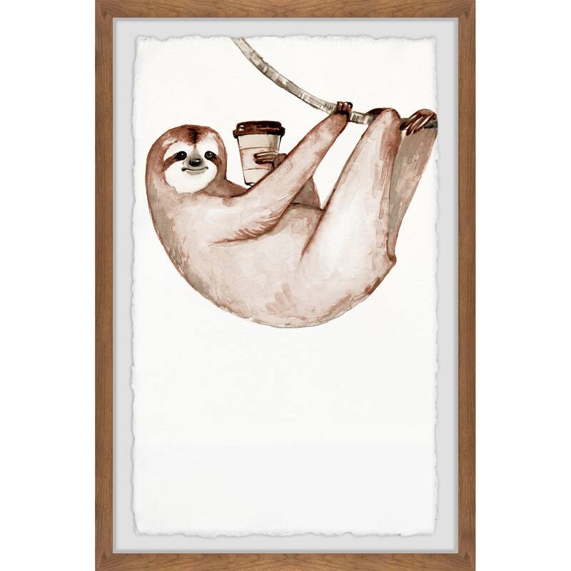 Sloth Coffee Framed Wall Art, Elegant Home Touch - Sophisticated Artwork for Refined Décor