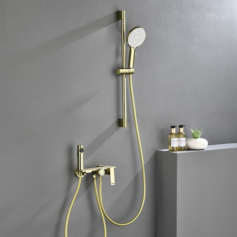 Shower Slide Bar System, 3-Function Handheld Shower Head with Spray Gun And Rough-In Valve