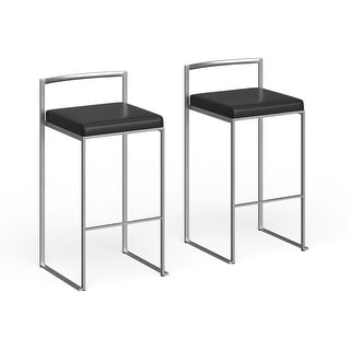 Silver Orchid Forrest Stackable Faux Leather Bar Stools (Set of 2) - N/A