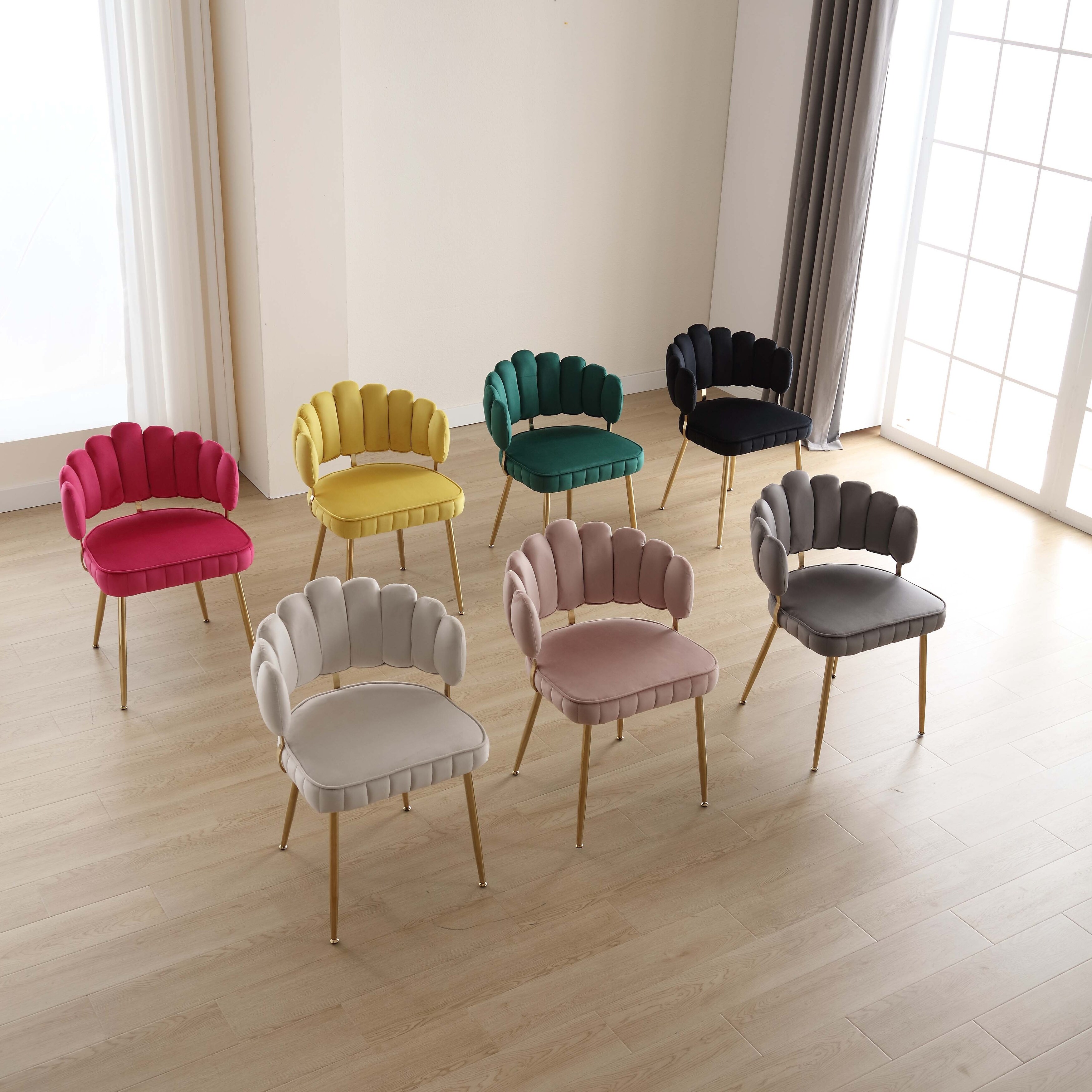HOMEFUN Velvet Accent Chair leisure single chair with Golden feet