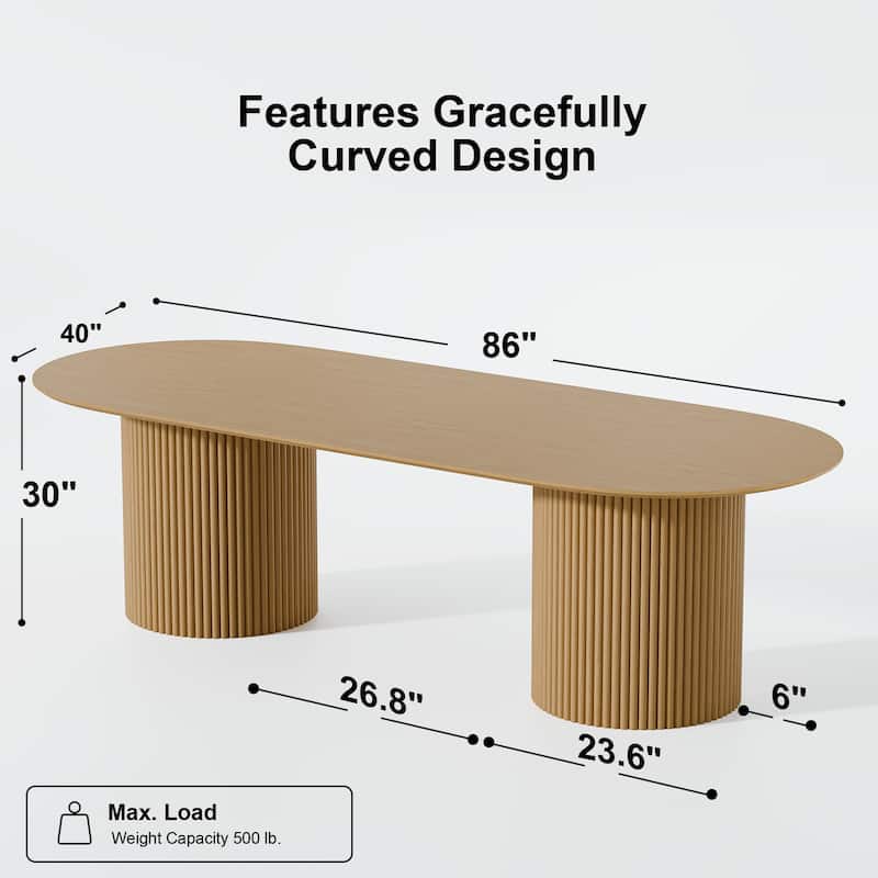 86" Big Solid Wood Oval Dining Table Kitchen Table for Family