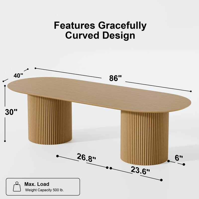 86" Big Solid Wood Oval Table Conference Table for Large Meeting Rooms