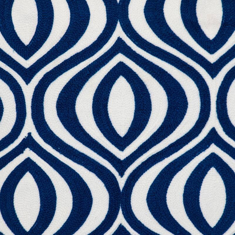 HomeRoots 18" X 18" Blue 100% Cotton Geometric Zippered Pillow