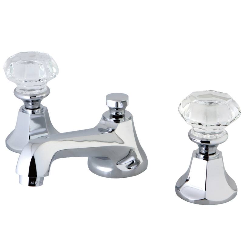 Kingston Brass Crystal Handle Chrome Widespread Bathroom Faucet - Polished Chrome