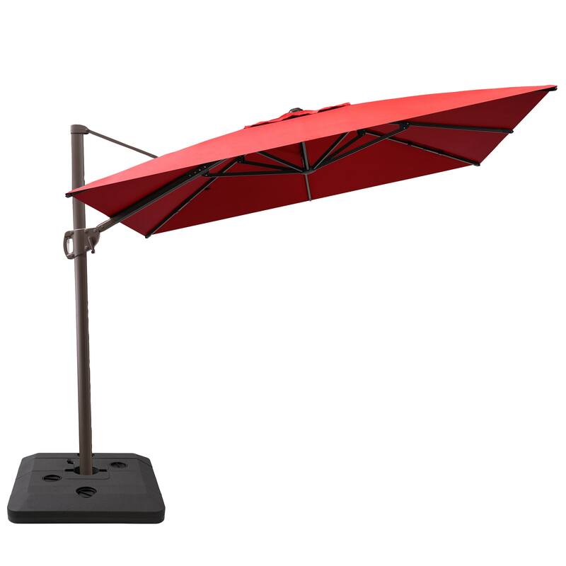 11 x 9 FT Outdoor Aluminum Patio Offset Cantilever Umbrella with Base