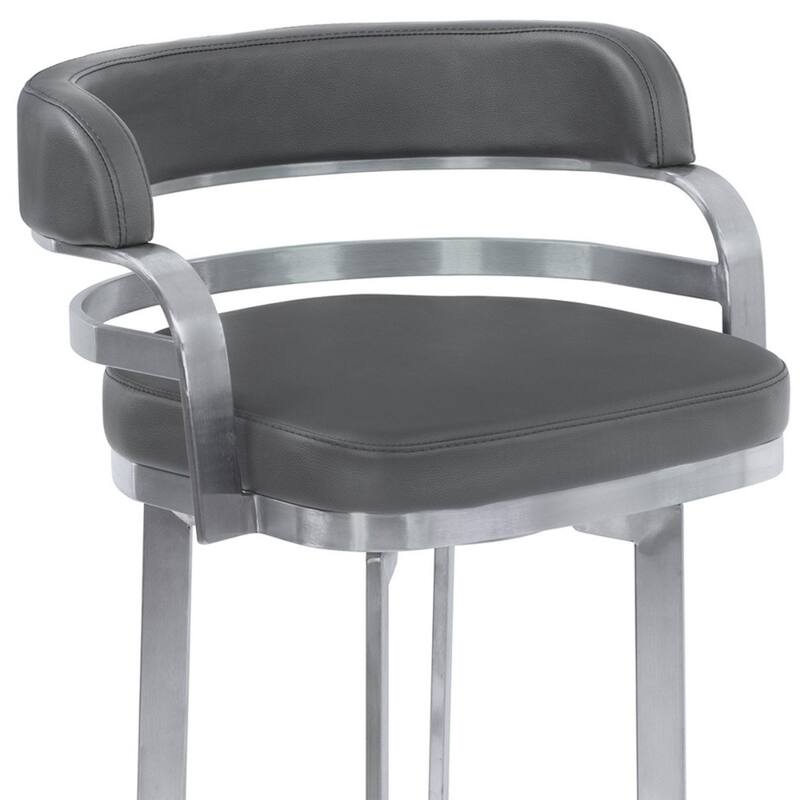 Faux Leather Counter Height Swivel Bar Chair with Silver Frame