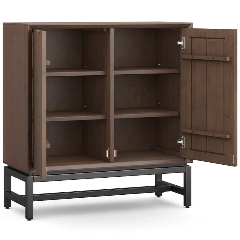 WYNDENHALL Devlin SOLID HARDWOOD 39 inch Wide Modern Medium Storage Cabinet in Walnut Brown - 16" D x 39" W x 42" H