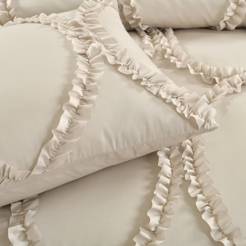 Lush Decor Avon Ruffled White 3-piece Comforter Set