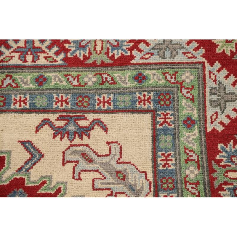 Kazak Area Rug Hand-Knotted Traditional Wool Carpet - 4'11" x 6'6"