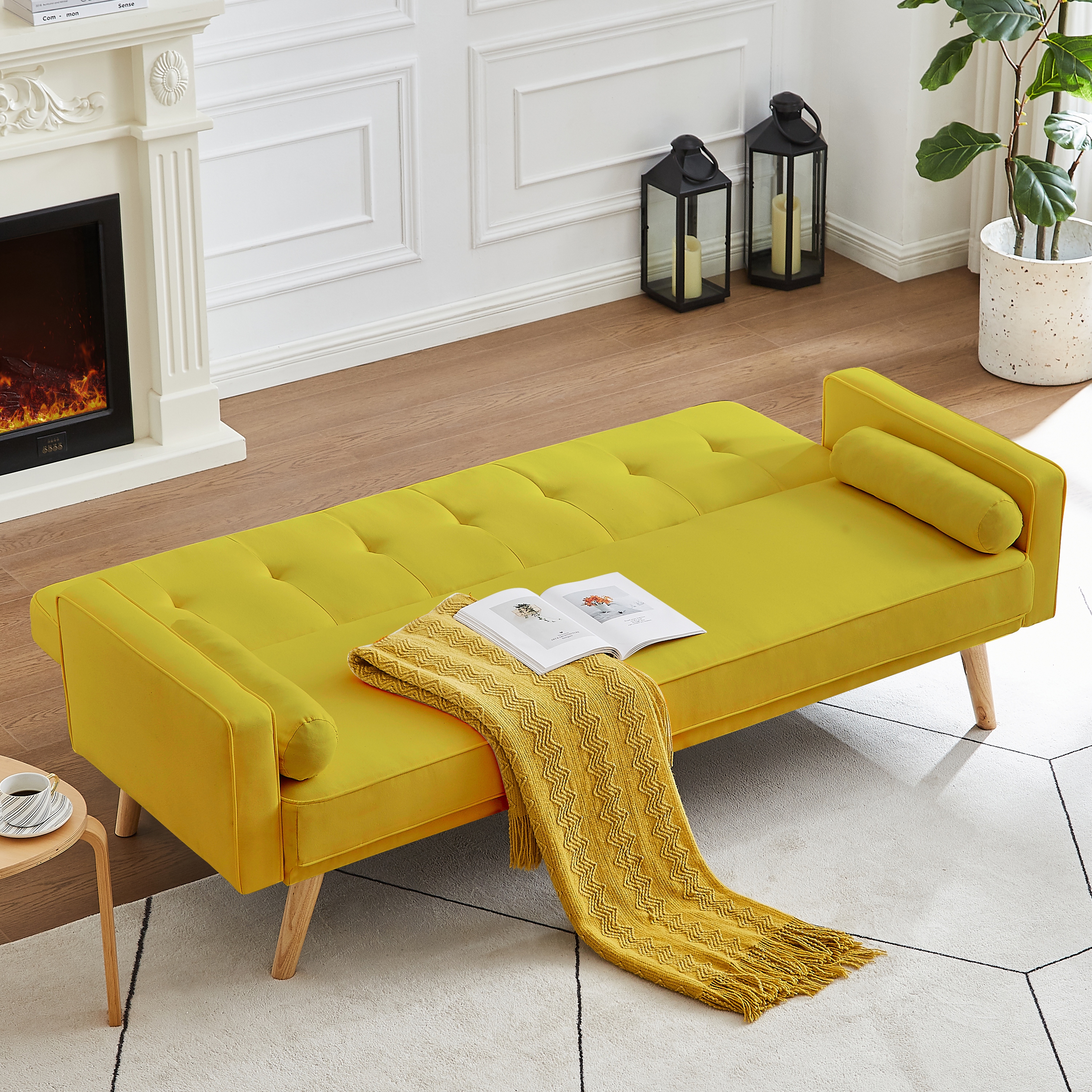 Multi Functional 72 Futon Sofa Bed with Multi Angle Adjustable Backrest and Bolster Pillows Bed Bath Beyond 39226236