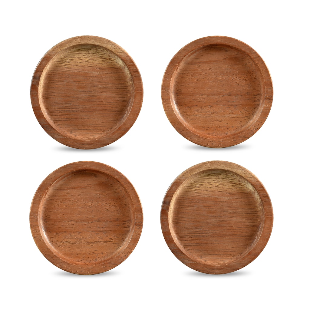 Noritake Kona Wood Set of 4 Coasters, 3.75"