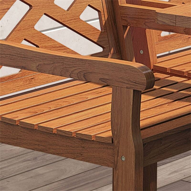 5-Piece Teak Poplar Wood Outdoor Dining Set with Slatted Chairs for Patio Seating - 22.75" W x 23.25" D x 35.75" H