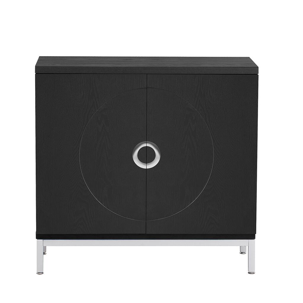 Accent Cabinet with Solid Wood Veneer and Metal Leg Frame - 34"L x 15.5"W x 31.9"H