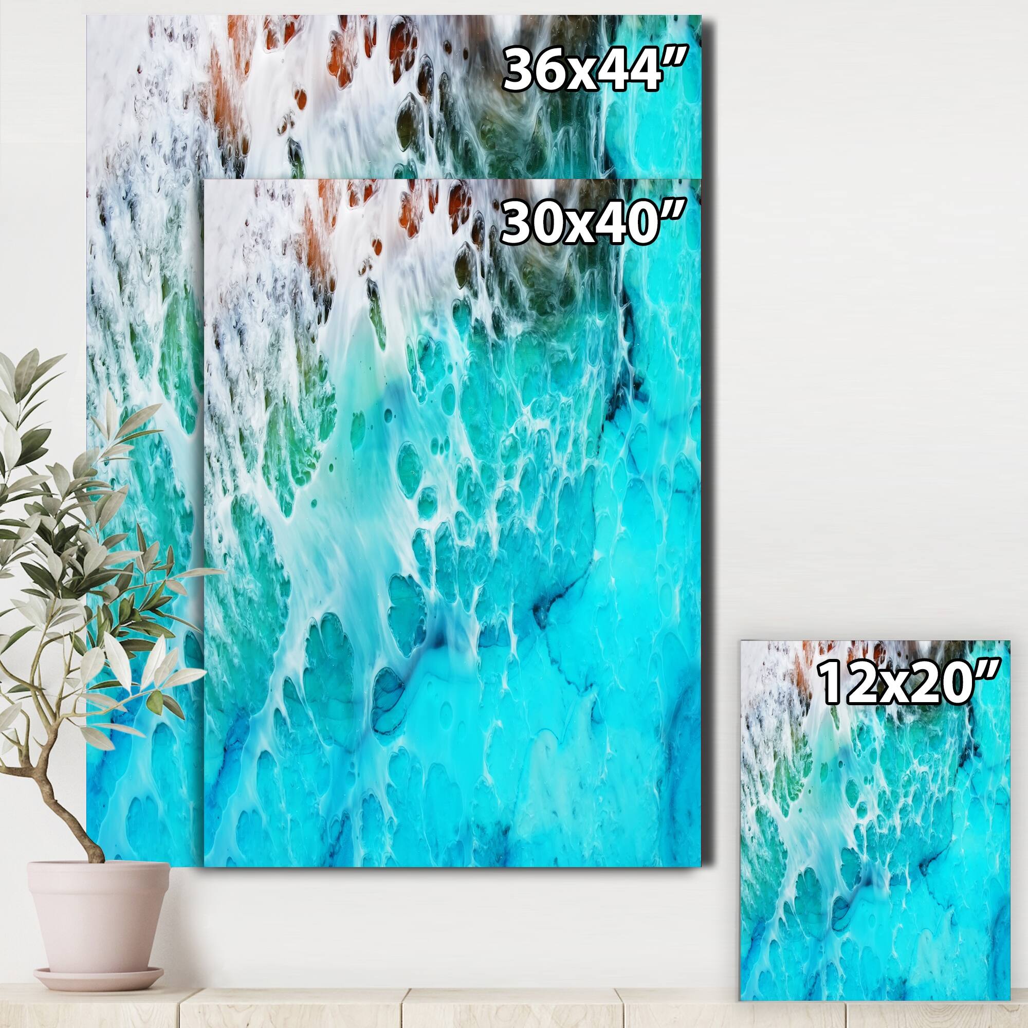 Designart "Waves Epoxy ResIn Art III" Modern & Contemporary Canvas Wall
