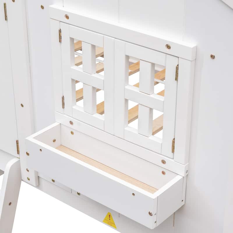 win over Twin House Bunk Bed with Roof