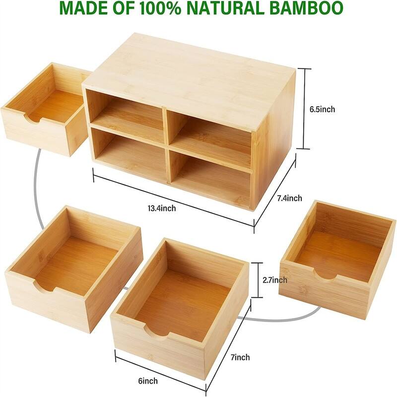 4 Drawers Makeup Storage - 13.38"D x 16.5"W x 7.48"H