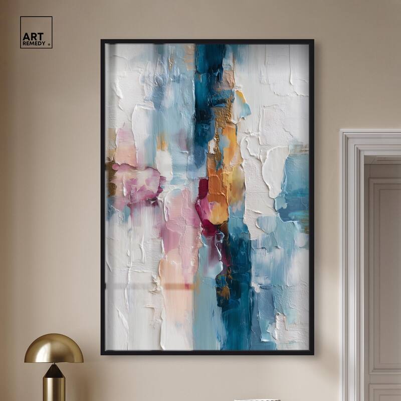 Petal Pink and Ocean Blue II Shadowbox by Art Remedy