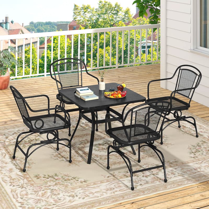 2-Piece Outdoor Rocking Chair Set with Breathable Mesh Seat Metal Patio Chairs with Armrest - 24" x 21.5" x 33.5"