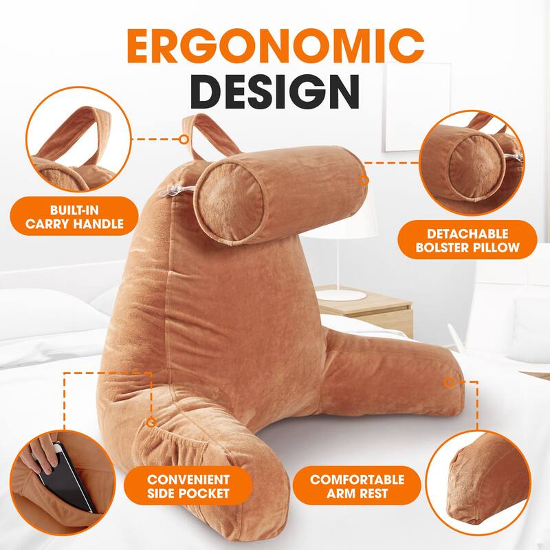 Cheer Collection Extra Large TV Pillow With Detachable Bolster