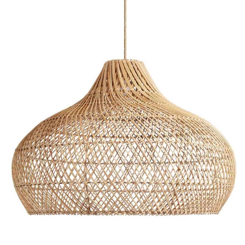 Kloe Brown Rattan Pendant Light – Handwoven Ceiling Light Fixture for Dining Room, or Bedroom in Boho & Coastal Style